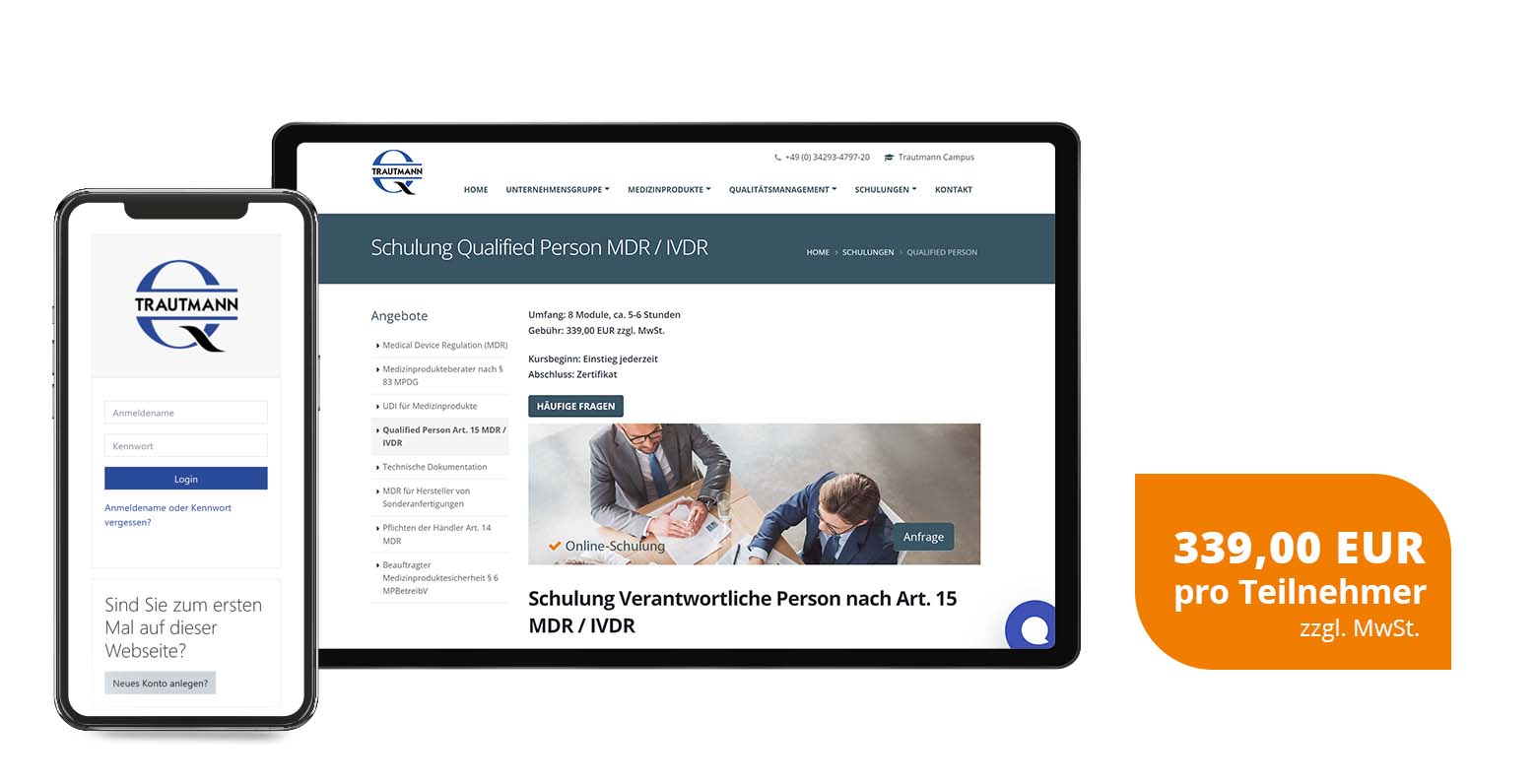 Online-Kurs Schulung Qualified Person MDR, sachkundige Person