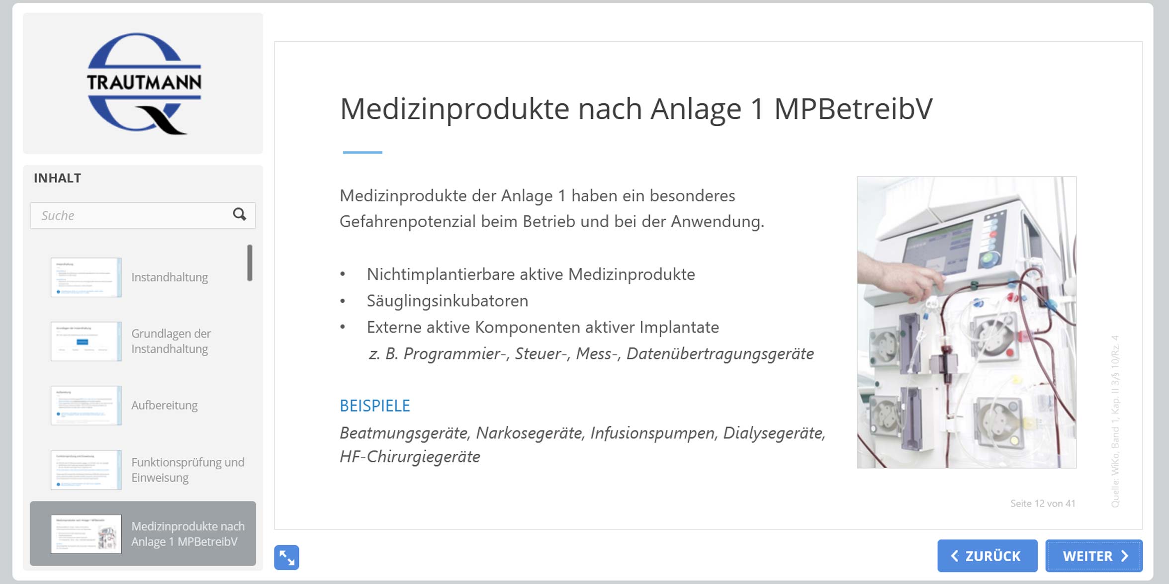 Medizinprodukte nach Anlage 1 MPBetreibV - Online Schulung Beauftragter Medizinproduktesicherheit
