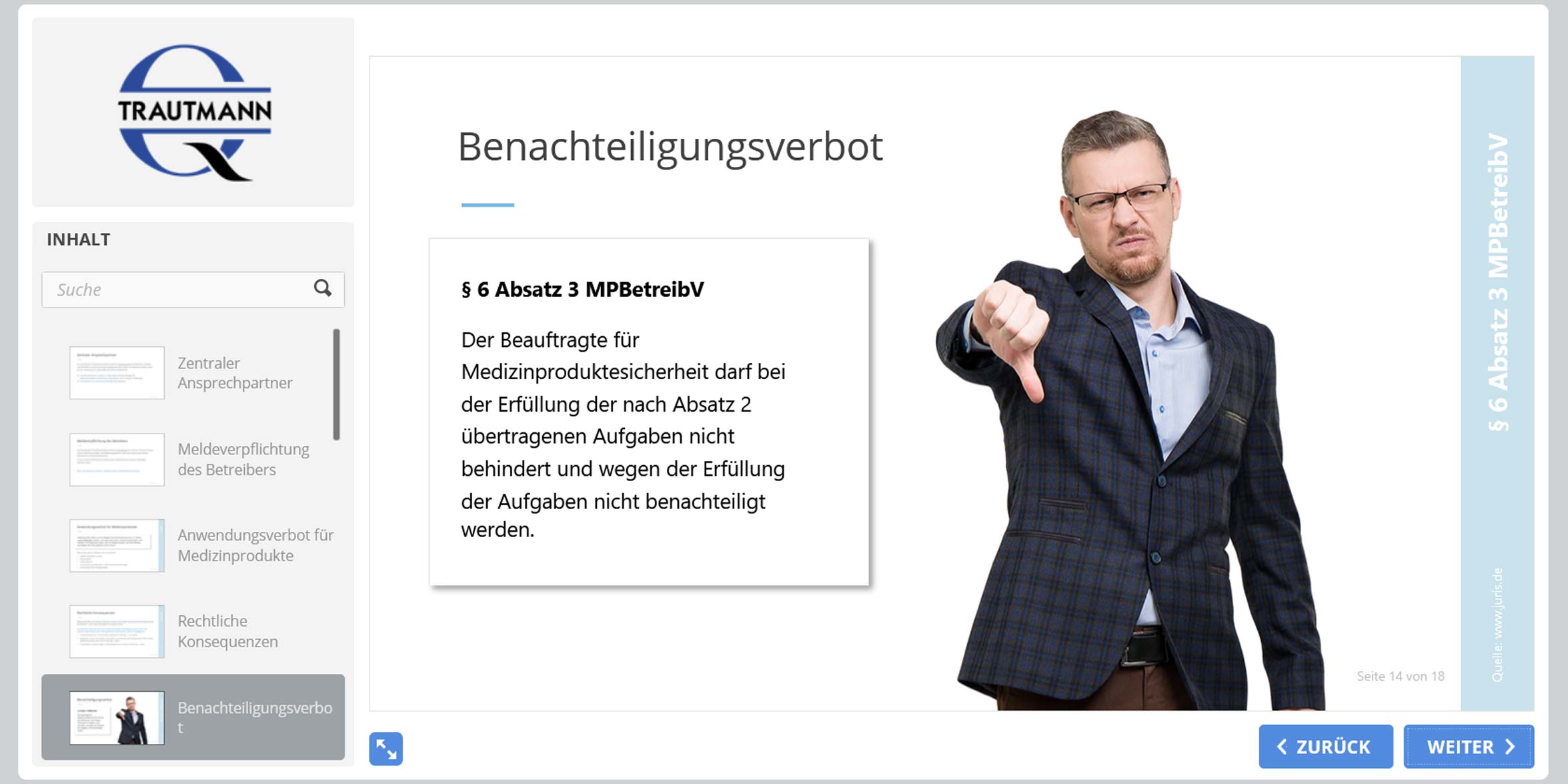 Benachteiligungsverbot - Online Schulung Beauftragter Medizinproduktesicherheit