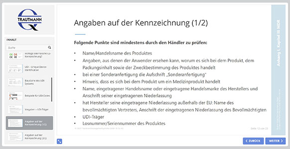 Inhalt der Gebrauchsanweisung - Online Schulung Händler