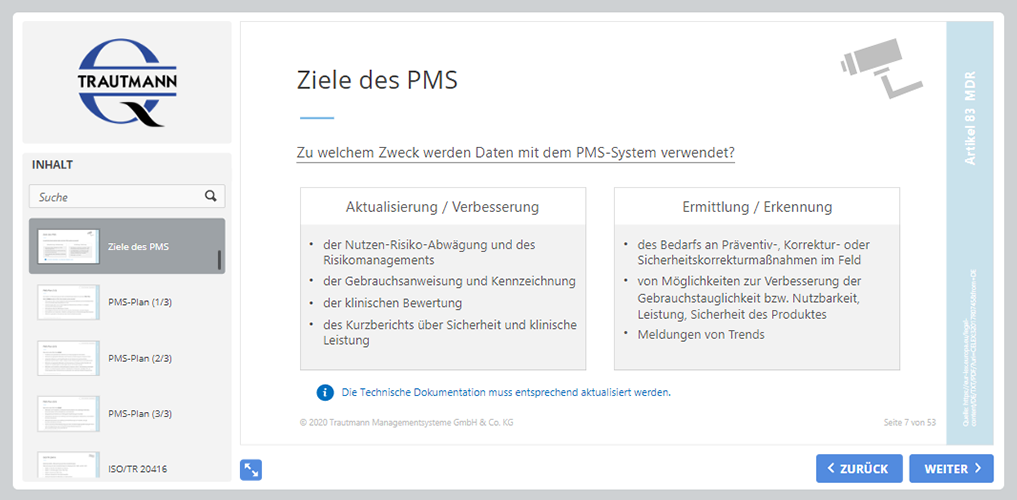 PMS-Bericht und PSUR - Online Schulung MDR