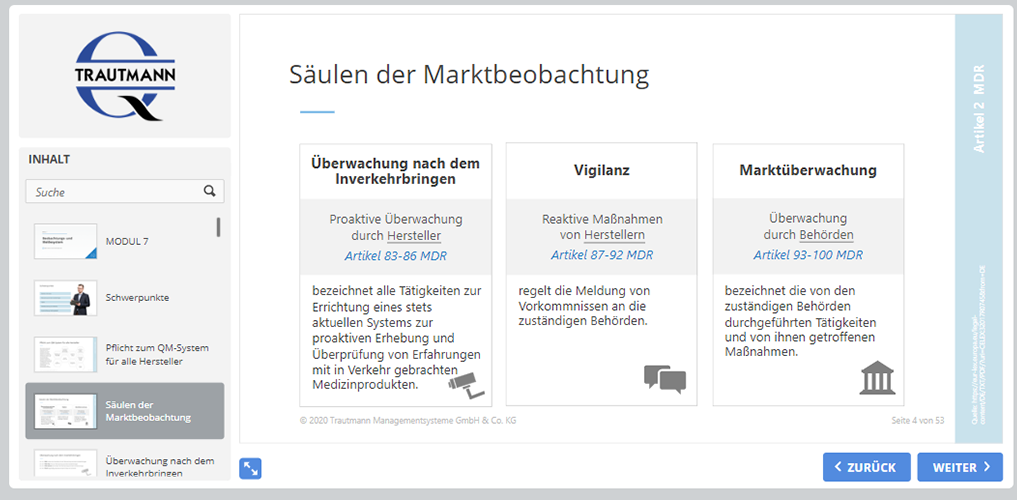 Säulen der Marktbeobachtung - Online Schulung MDR