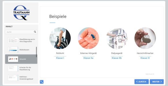 Beispiele für Medizinprodukteklassen - Online Schulung Qualified Person