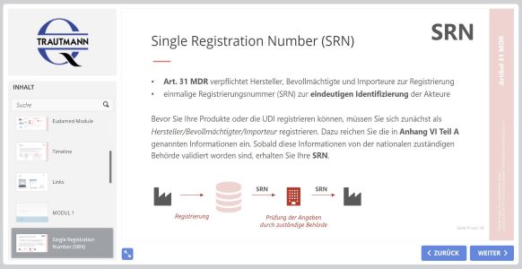 Single Registration Number (SRN) - Online Schulung UDI